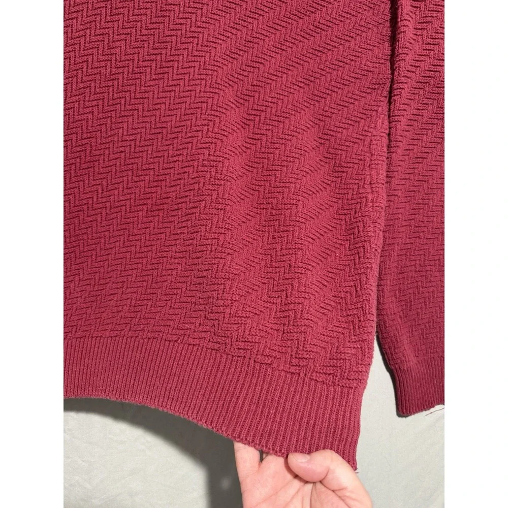 bill blass red burgandy knit heavy ls sweater, 100% cotton, men's xlt